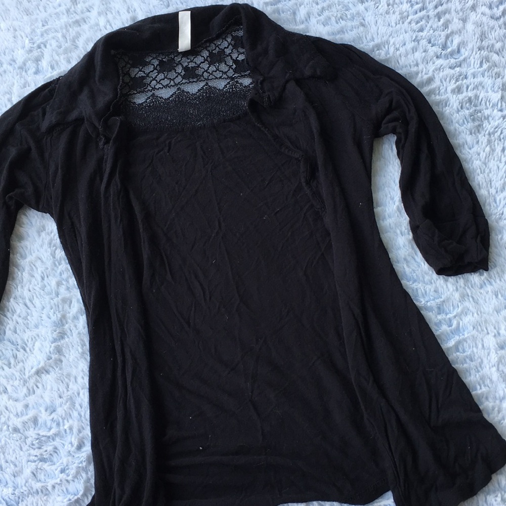 SOLD 🔴 Bella D. | Black Cardigan with Lace - Picture 8 of 8